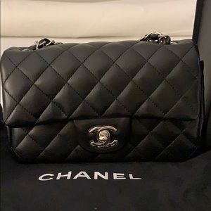 -SOLD- Chanel mini black lambskin SHW